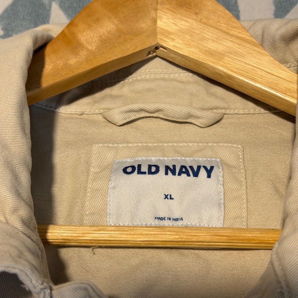 Old Navy Workwear Zip Shacket Wish Bone Beige - Picture 9 of 14